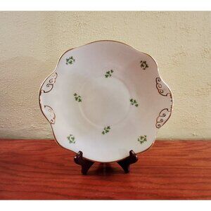 Royal Tara Cake Plate Shamrock Pattern Irish Fine Bone China Handmade 10” VTG
